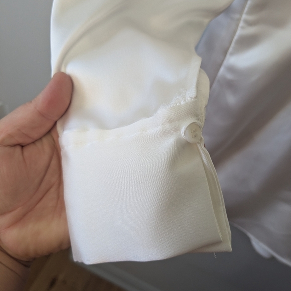 ZARA white Silk Texture Short Dress Size XS Size Zipper Long Sleeves - Picture 6 of 13